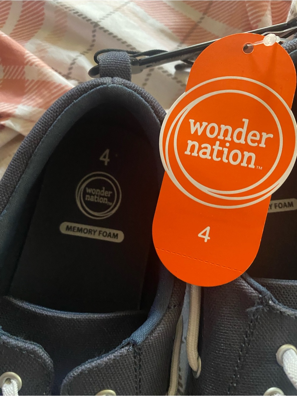 wonder nation Navy Canvas Slip-On Shoe with White Accents - Size 4 - Picture 2 of 3